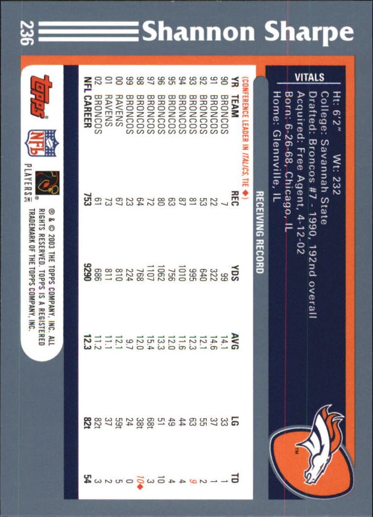 2003 Topps Football 201-300 YOU PICK - Picture 71 of 181