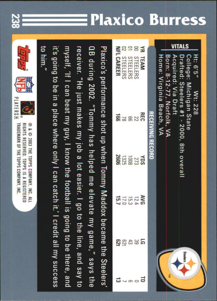 2003 Topps Football 201-300 YOU PICK - Picture 75 of 181
