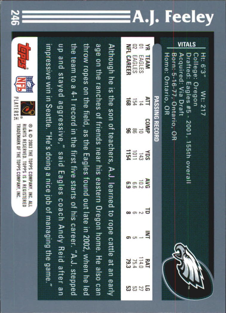 2003 Topps Football 201-300 YOU PICK - Picture 91 of 181