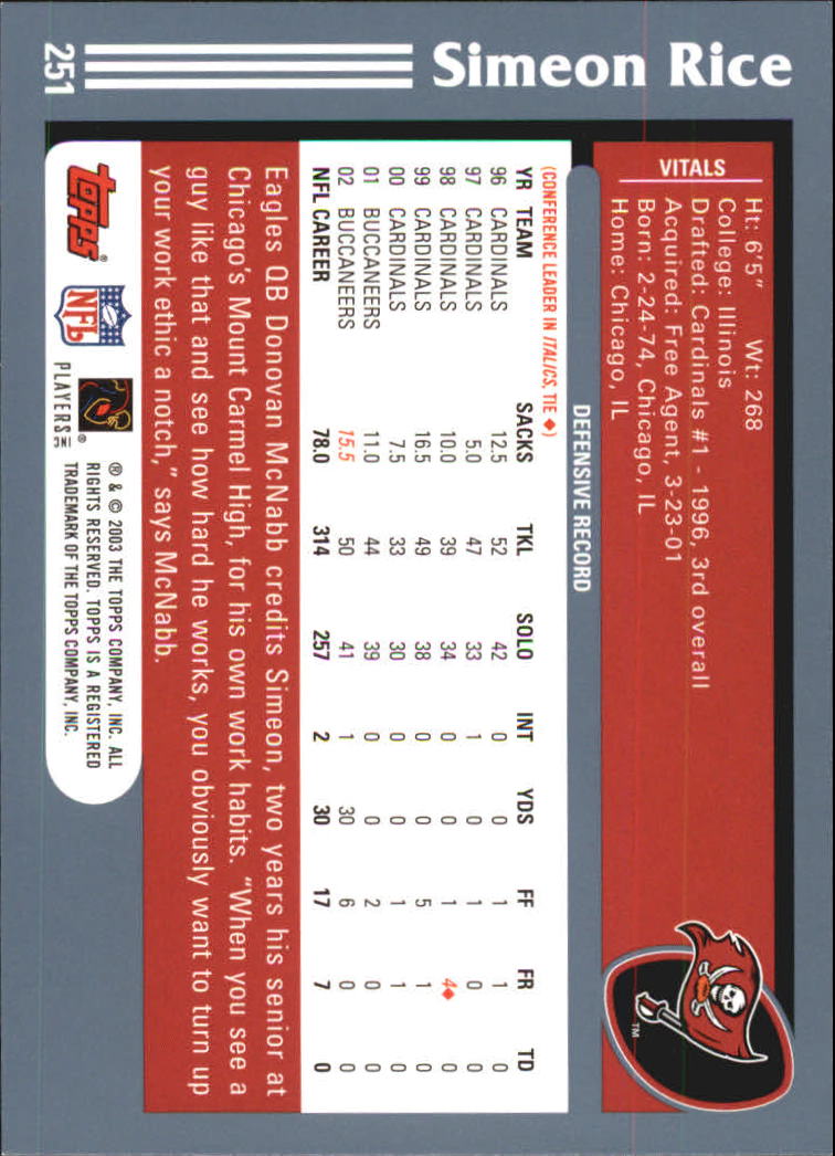 2003 Topps Football 201-300 YOU PICK - Picture 99 of 181