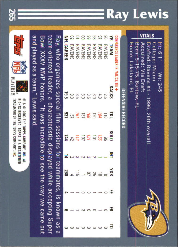 2003 Topps Football 201-300 YOU PICK - Picture 121 of 181