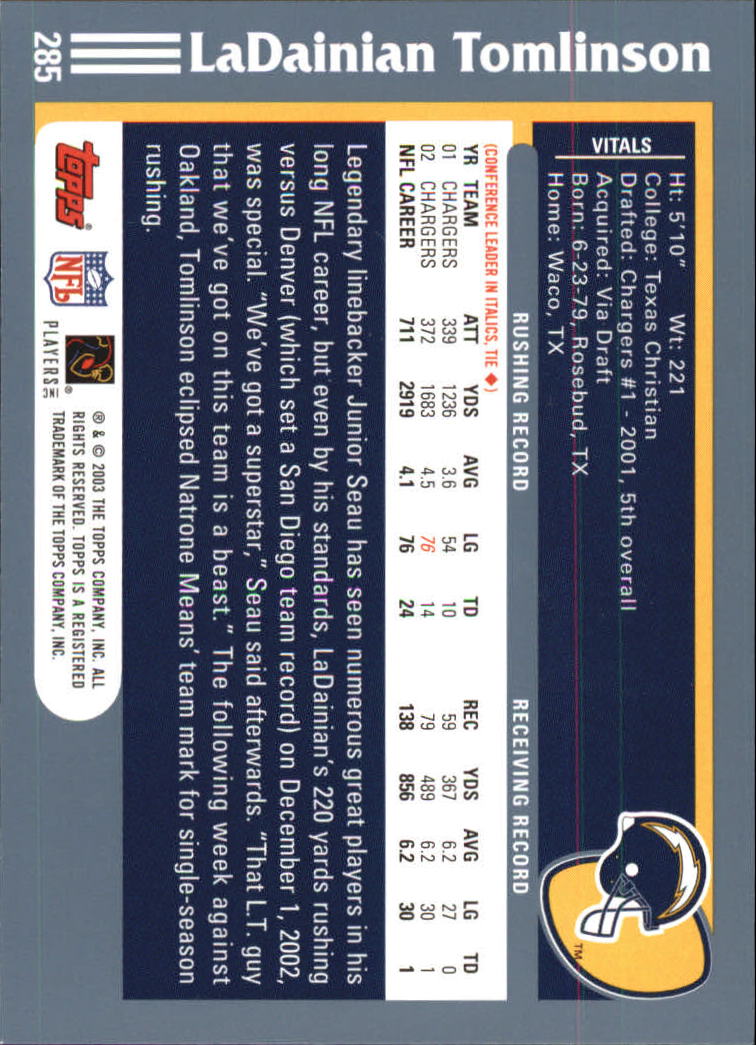 2003 Topps Football 201-300 YOU PICK - Picture 155 of 181