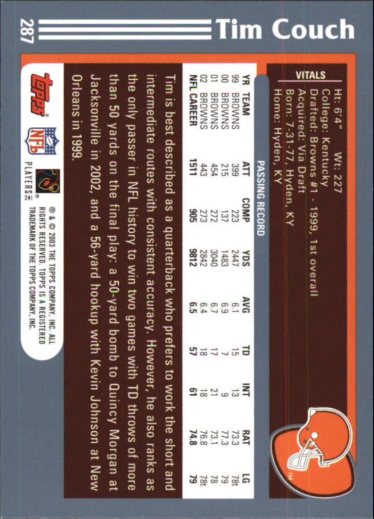 2003 Topps Football 201-300 YOU PICK - Picture 159 of 181