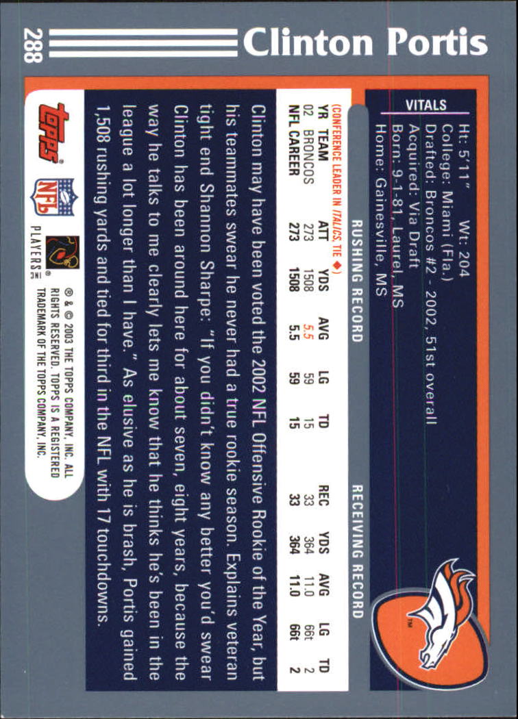 2003 Topps Football 201-300 YOU PICK - Picture 161 of 181