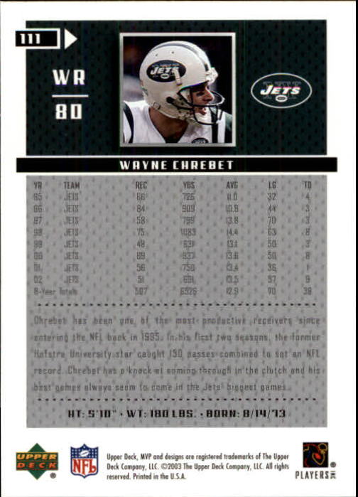 A7875- 2003 Upper Deck MVP FB Cards 1-250 +Rookies -You Pick- 15+ FREE US SHIP