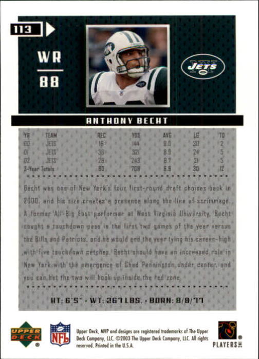 A7875- 2003 Upper Deck MVP FB Cards 1-250 +Rookies -You Pick- 15+ FREE US SHIP