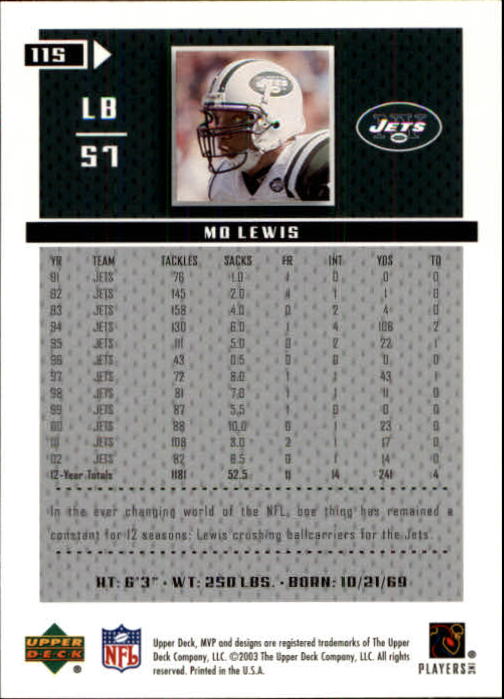 A7875- 2003 Upper Deck MVP FB Cards 1-250 +Rookies -You Pick- 15+ FREE US SHIP