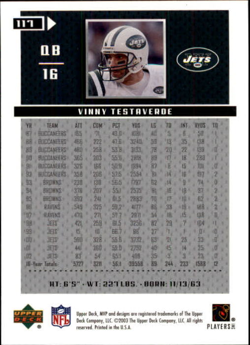 A7875- 2003 Upper Deck MVP FB Cards 1-250 +Rookies -You Pick- 15+ FREE US SHIP