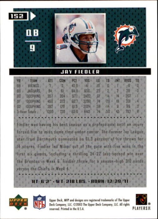 A7875- 2003 Upper Deck MVP FB Cards 1-250 +Rookies -You Pick- 15+ FREE US SHIP