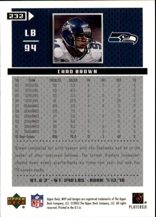 A7875- 2003 Upper Deck MVP FB Cards 1-250 +Rookies -You Pick- 15+ FREE US SHIP