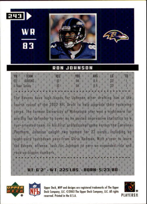 A7875- 2003 Upper Deck MVP FB Cards 1-250 +Rookies -You Pick- 15+ FREE US SHIP