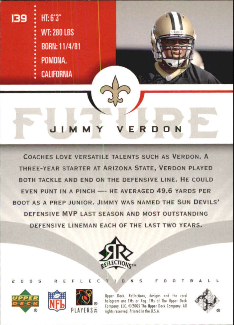 2005 Upper Deck Reflections - #139 Jimmy Verdon /899 (RC)