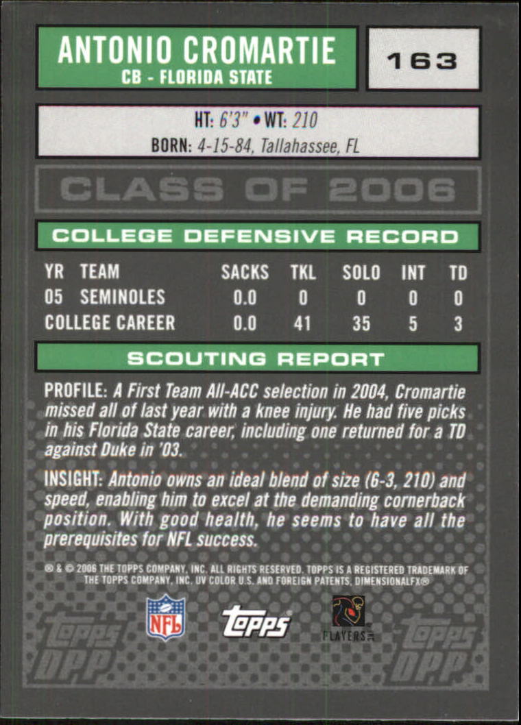 2006 Topps Draft Picks and Prospects Chrome Black Football Card Pick - Picture 323 of 327