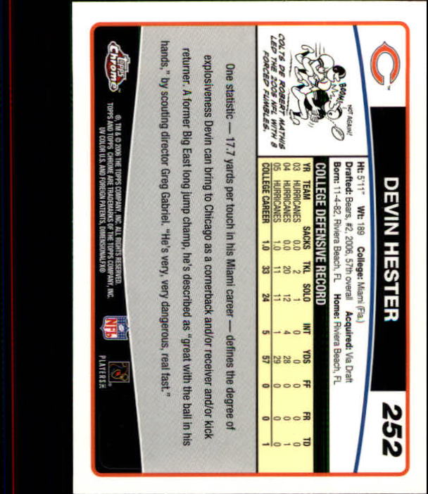 2006 Topps Chrome Football Part 2 Main Set Cards #251 to #270 RH40 - Picture 39 of 41