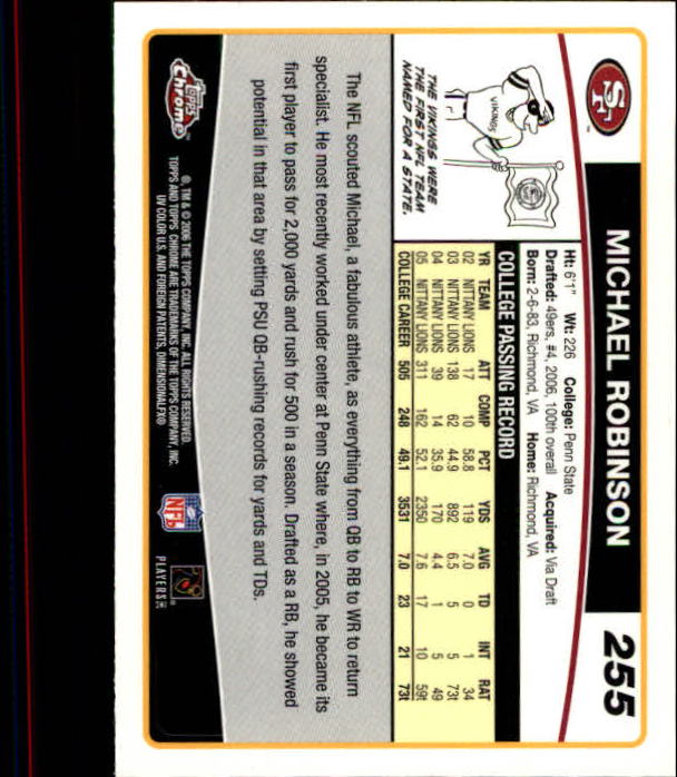 2006 Topps Chrome Football Part 2 Main Set Cards #251 to #270 RH40 - Picture 33 of 41