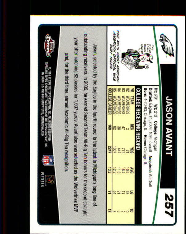 2006 Topps Chrome Football Part 2 Main Set Cards #251 to #270 RH40 - Picture 29 of 41