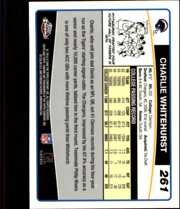 2006 Topps Chrome Football Part 2 Main Set Cards #251 to #270 RH40 - Picture 21 of 41