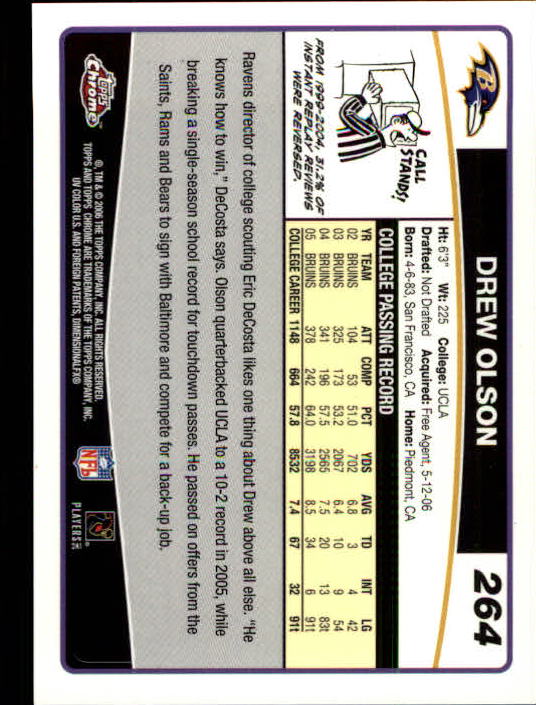 2006 Topps Chrome Football Part 2 Main Set Cards #251 to #270 RH40 - Picture 17 of 41