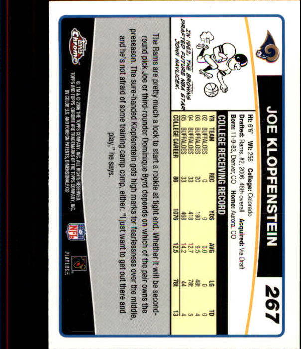 2006 Topps Chrome Football Part 2 Main Set Cards #251 to #270 RH40 - Picture 11 of 41
