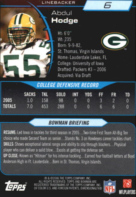 2006 Bowman Chrome Football Part 2 Main Set Rookie Cards #1-110 #221-275 - Picture 13 of 325