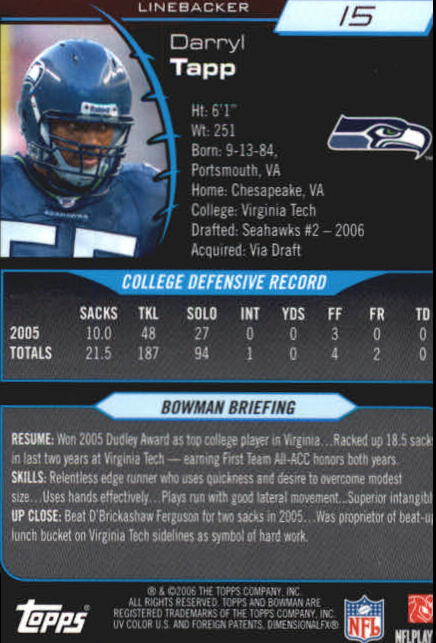 2006 Bowman Chrome Football Part 2 Main Set Rookie Cards #1-110 #221-275 - Picture 31 of 325