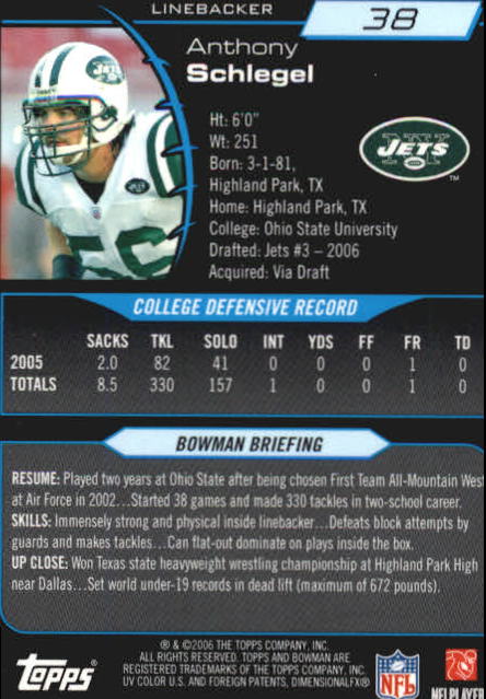 2006 Bowman Chrome Football Part 2 Main Set Rookie Cards #1-110 #221-275 - Picture 77 of 325