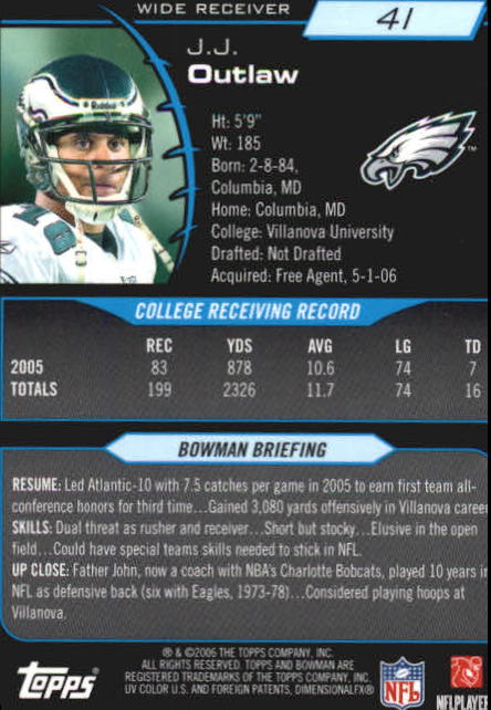 2006 Bowman Chrome Football Part 2 Main Set Rookie Cards #1-110 #221-275 - Picture 83 of 325
