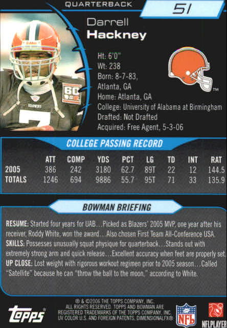 2006 Bowman Chrome Football Part 2 Main Set Rookie Cards #1-110 #221-275 - Picture 103 of 325