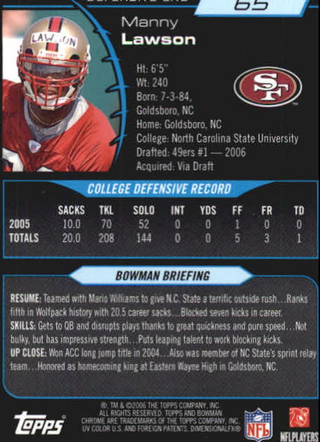 2006 Bowman Chrome Football Part 2 Main Set Rookie Cards #1-110 #221-275 - Picture 131 of 325