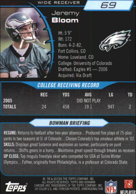 2006 Bowman Chrome Football Part 2 Main Set Rookie Cards #1-110 #221-275 - Picture 139 of 325