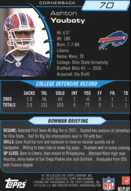 2006 Bowman Chrome Football Part 2 Main Set Rookie Cards #1-110 #221-275 - Picture 141 of 325