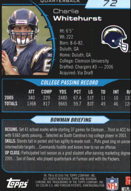 2006 Bowman Chrome Football Part 2 Main Set Rookie Cards #1-110 #221-275 - Picture 145 of 325