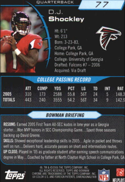 2006 Bowman Chrome Football Part 2 Main Set Rookie Cards #1-110 #221-275 - Picture 155 of 325