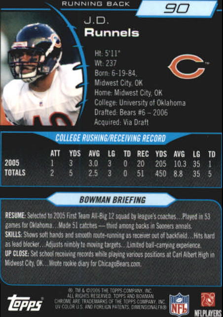 2006 Bowman Chrome Football Part 2 Main Set Rookie Cards #1-110 #221-275 - Picture 181 of 325