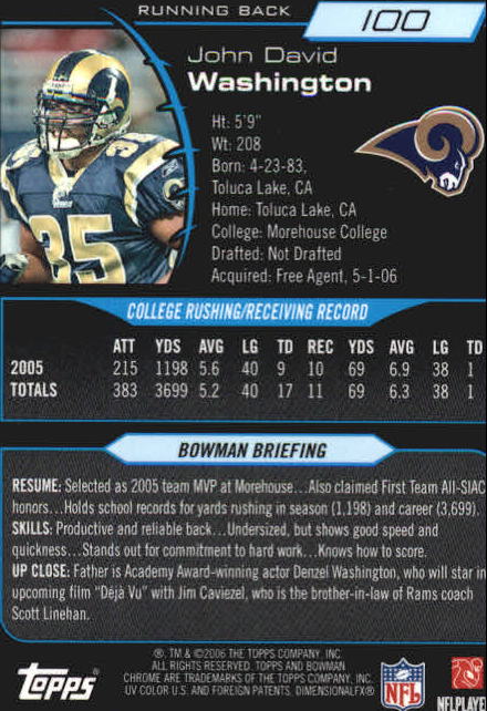 2006 Bowman Chrome Football Part 2 Main Set Rookie Cards #1-110 #221-275 - Picture 201 of 325