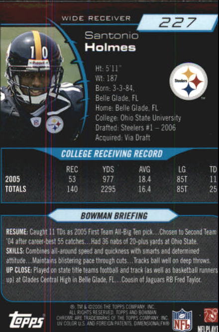 2006 Bowman Chrome Football Part 2 Main Set Rookie Cards #1-110 #221-275 - Picture 231 of 325