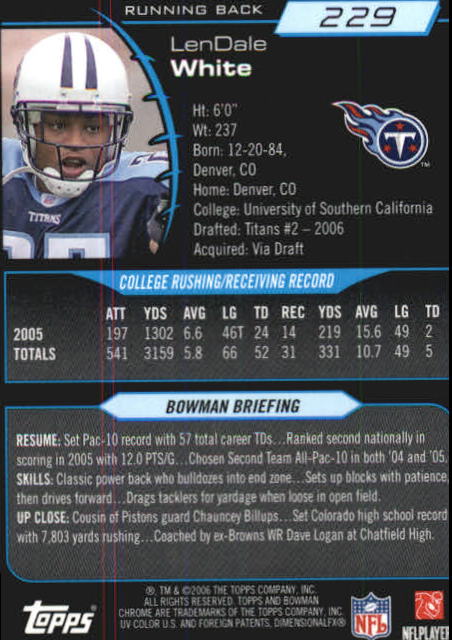 2006 Bowman Chrome Football Part 2 Main Set Rookie Cards #1-110 #221-275 - Picture 235 of 325