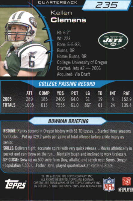 2006 Bowman Chrome Football Part 2 Main Set Rookie Cards #1-110 #221-275 - Picture 247 of 325
