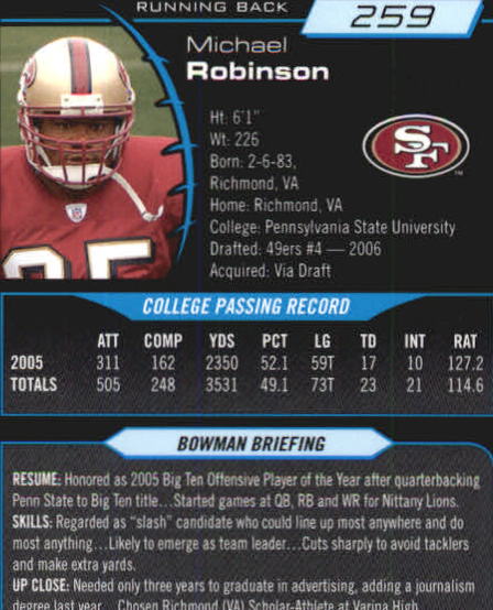 2006 Bowman Chrome Football Part 2 Main Set Rookie Cards #1-110 #221-275 - Picture 293 of 325