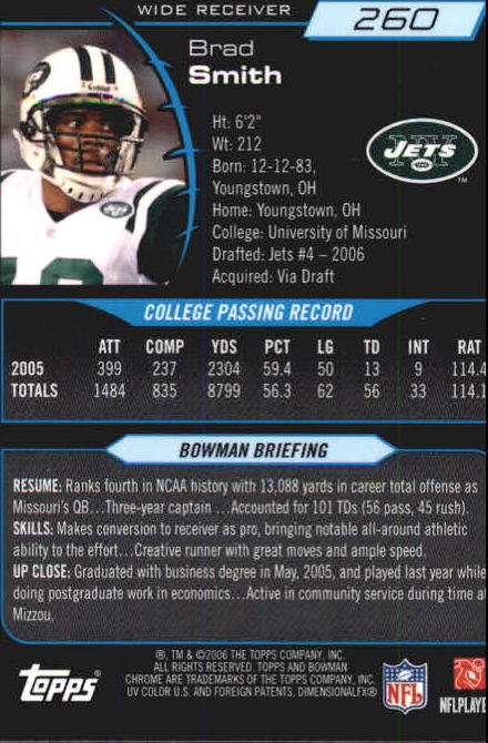 2006 Bowman Chrome Football Part 2 Main Set Rookie Cards #1-110 #221-275 - Picture 295 of 325