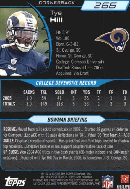 2006 Bowman Chrome Football Part 2 Main Set Rookie Cards #1-110 #221-275 - Picture 307 of 325