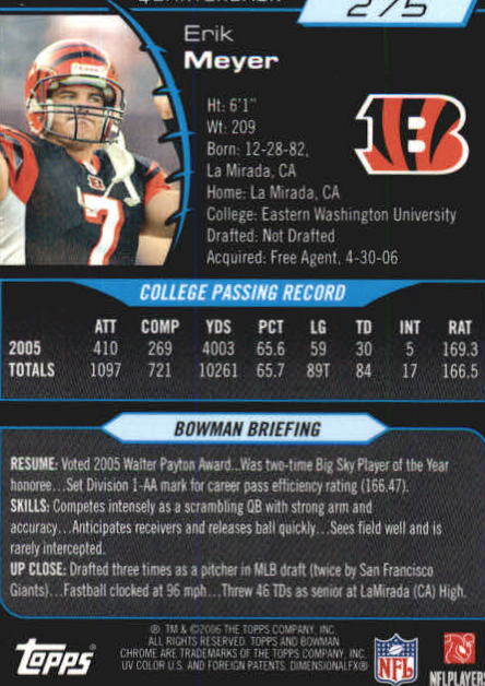 2006 Bowman Chrome Football Part 2 Main Set Rookie Cards #1-110 #221-275 - Picture 325 of 325