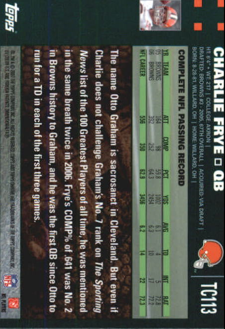 2007 Topps Chrome Football Part 1 Main Set Cards #TC1 to #TC165 Veterans - Picture 219 of 319