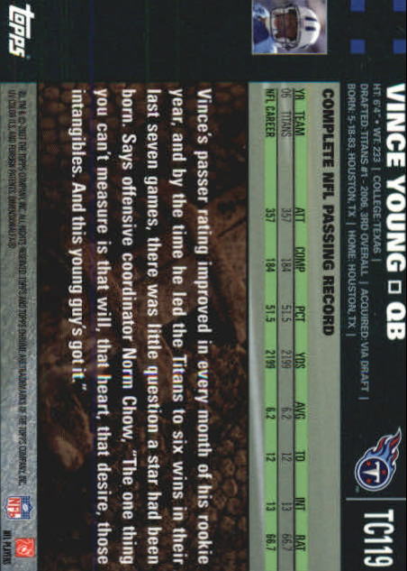 2007 Topps Chrome Football Part 1 Main Set Cards #TC1 to #TC165 Veterans - Picture 229 of 319