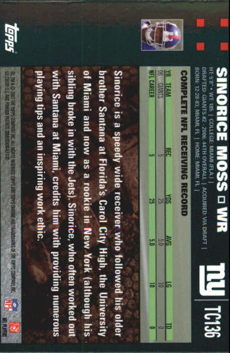 2007 Topps Chrome Football Part 1 Main Set Cards #TC1 to #TC165 Veterans - Picture 263 of 319