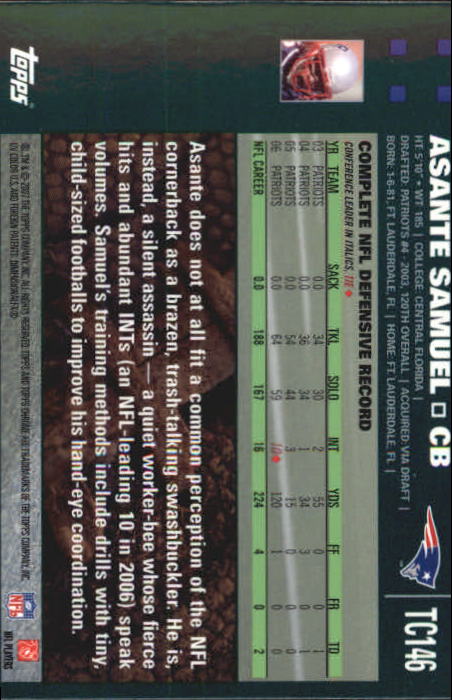 2007 Topps Chrome Football Part 1 Main Set Cards #TC1 to #TC165 Veterans - Picture 281 of 319