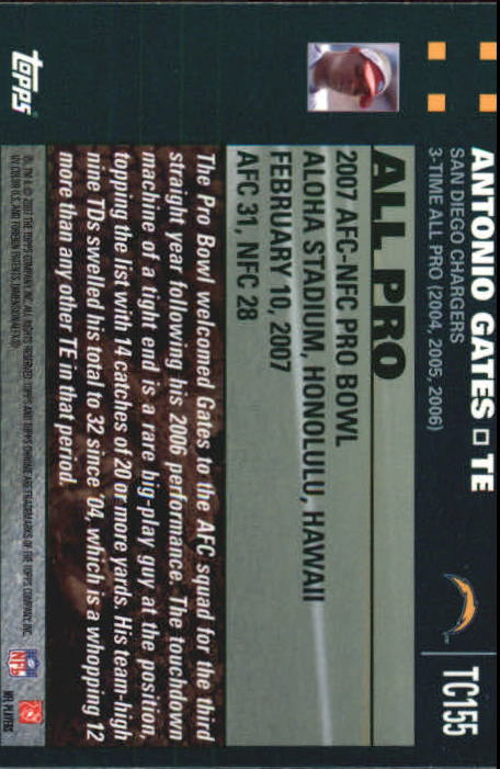 2007 Topps Chrome Football Part 1 Main Set Cards #TC1 to #TC165 Veterans - Picture 299 of 319