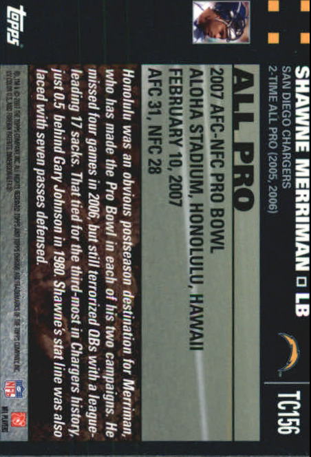 2007 Topps Chrome Football Part 1 Main Set Cards #TC1 to #TC165 Veterans - Picture 301 of 319