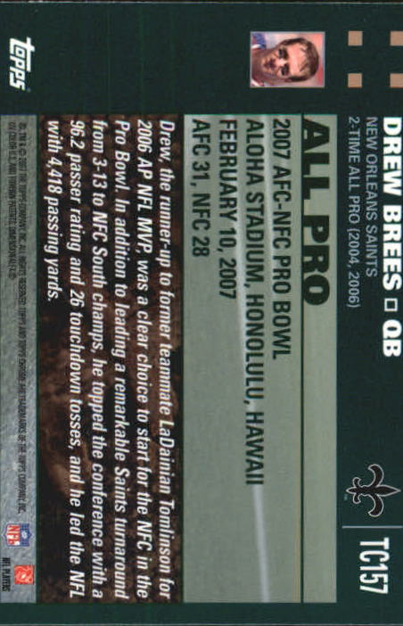 2007 Topps Chrome Football Part 1 Main Set Cards #TC1 to #TC165 Veterans - Picture 303 of 319