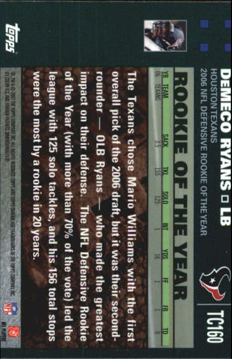 2007 Topps Chrome Football Part 1 Main Set Cards #TC1 to #TC165 Veterans - Picture 309 of 319